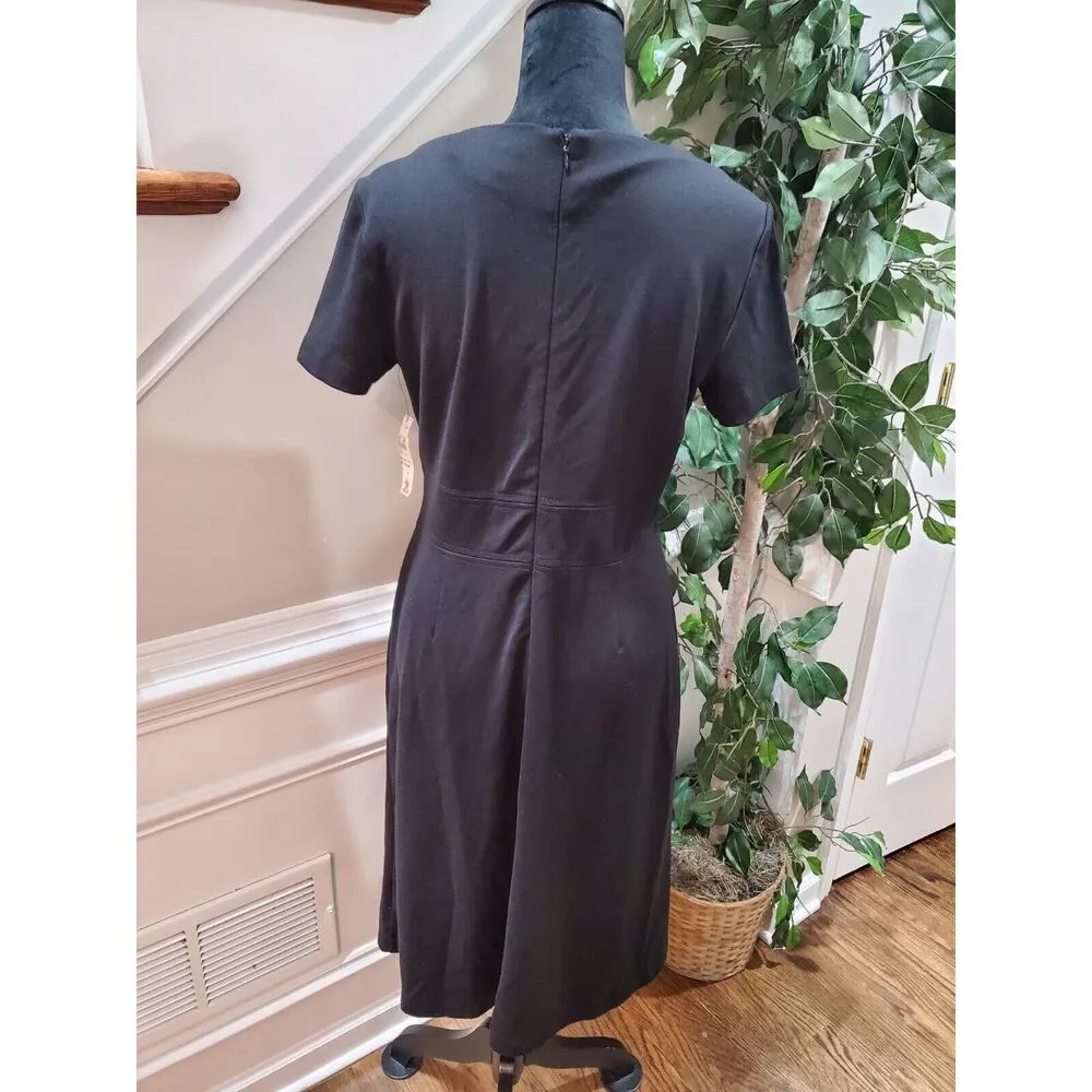 East 5Th Women Black Polyester Round Neck Short Sleeve Knee Length Dress Size 8 - Image 8