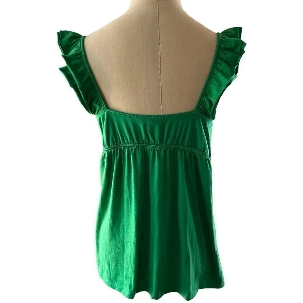 𝅺JULIE’S Closet Romantic Flutter Sleeveless Green Empire Waist Top, Size Small - Image 4