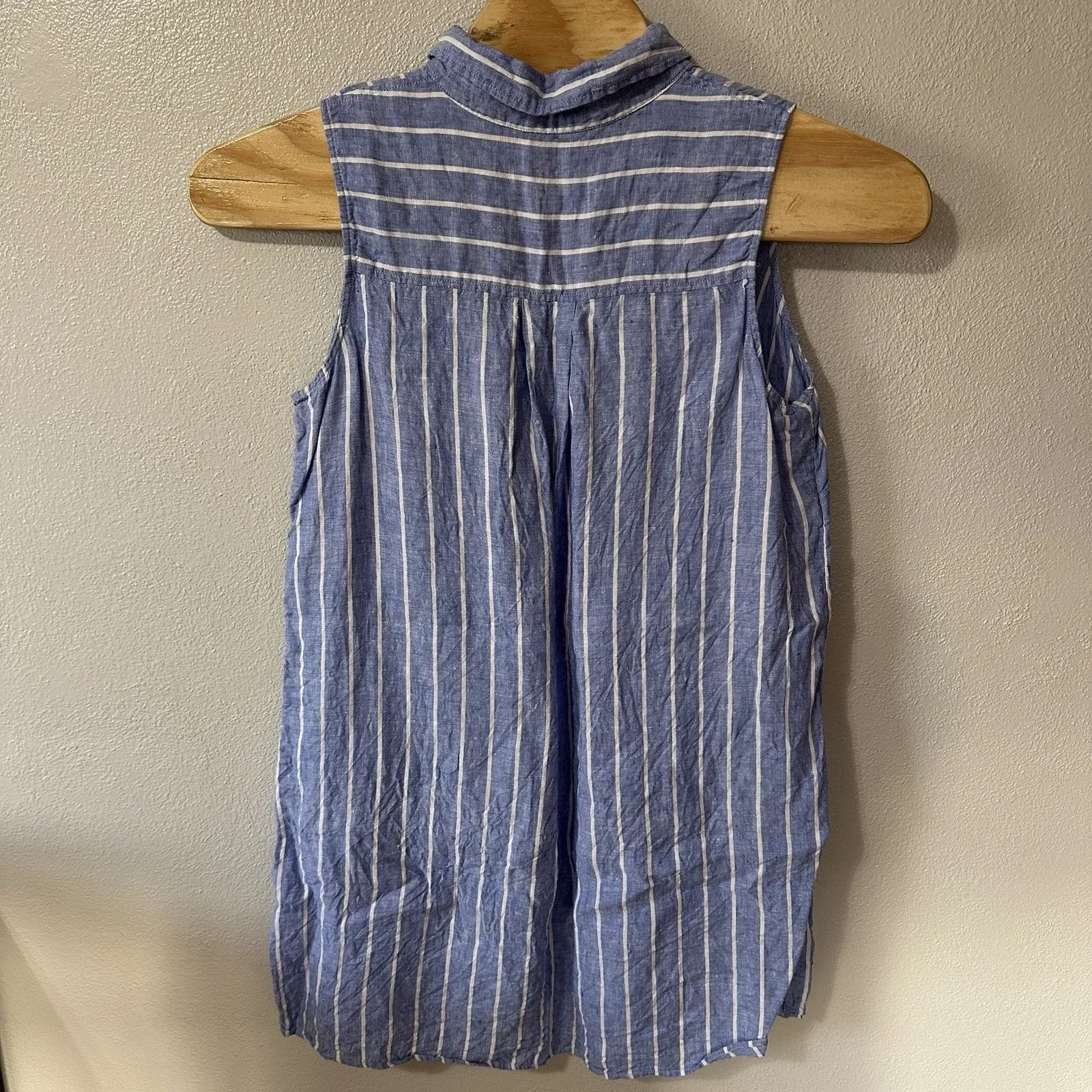 C & C California‎ Women's Size 1X Blue White Stripe Linen Shirt Dress - Image 3