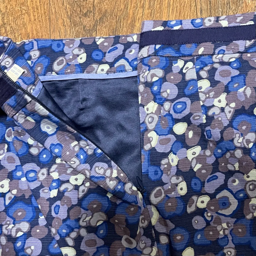 Boden Purple & Blue Woman's Abstract Floral Formal Pencil Skirt Size 4 - Image 6