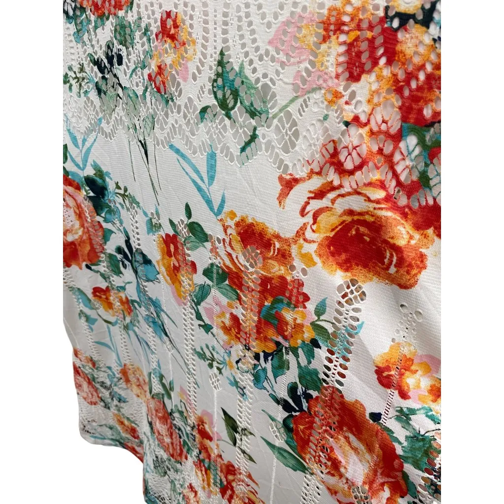 One World Womens orange tan Floral Sleeveless lined lace  dress size M SKU 8465 - Image 2