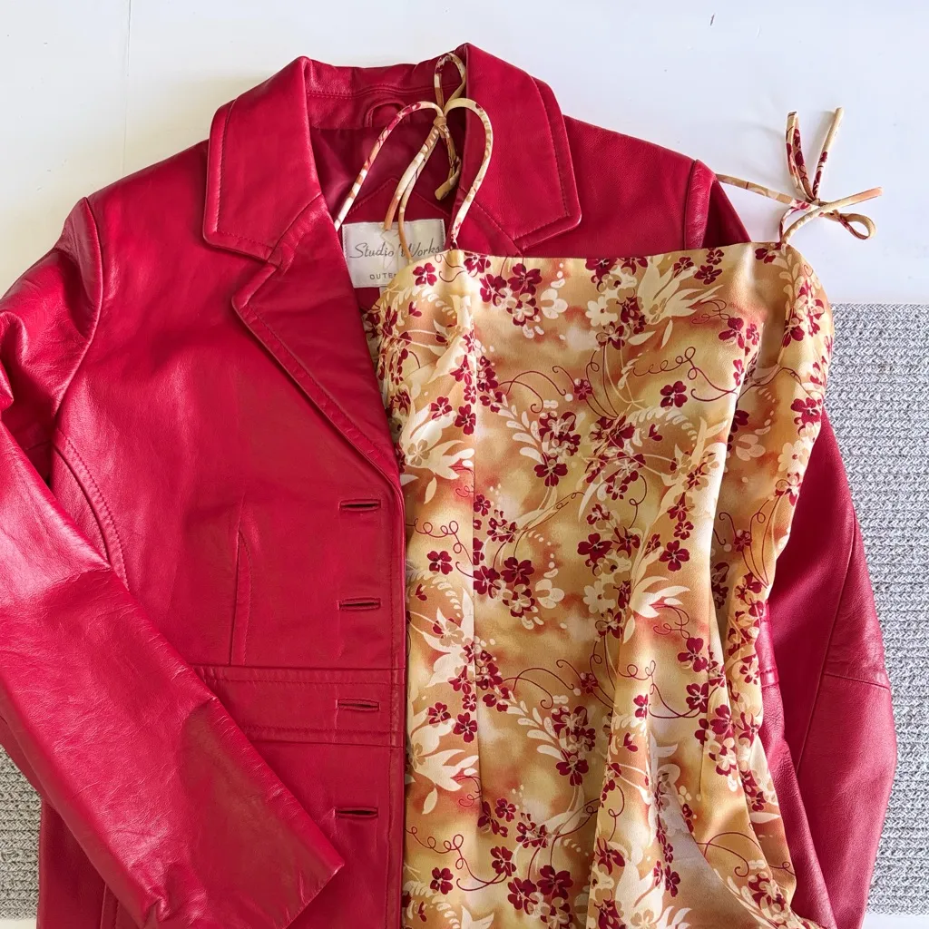 Vintage 90s Joule Orange Red Tie Strap Ruffle Bottom Slip Dress Size Large - Image 14