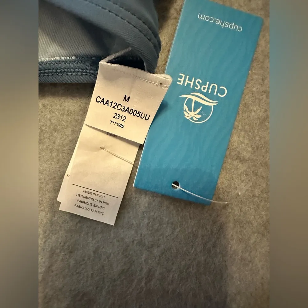 NWT CUPSHE Bikini V Neck Low Rise Crisscross Back Self Tie Steel Blue size M - Image 6