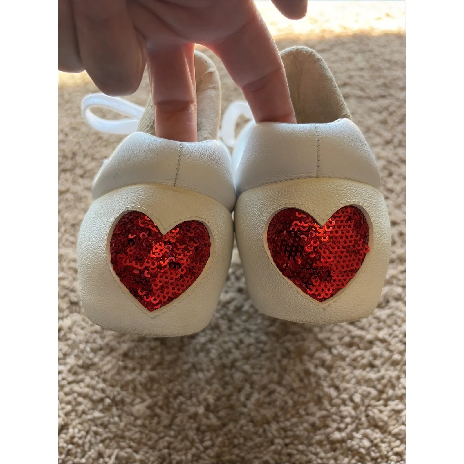 Ash Nikita White Leather Red Sequin Heart Lace Up Sneakers Shoes Love 36 US 6 - Image 11