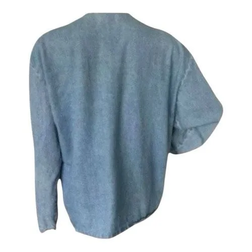 Vintage Saint German Paris Women Blue Denim Jacket Size L Casual Open Front Size L - Image 3