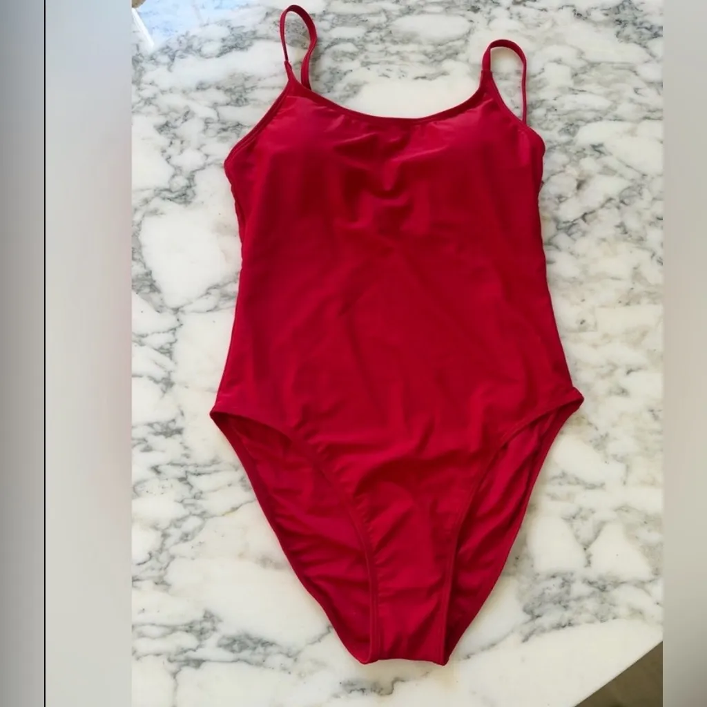 NWOT Quince Italian Cami One-Piece Swimsuit – Red, Size M - Image 8