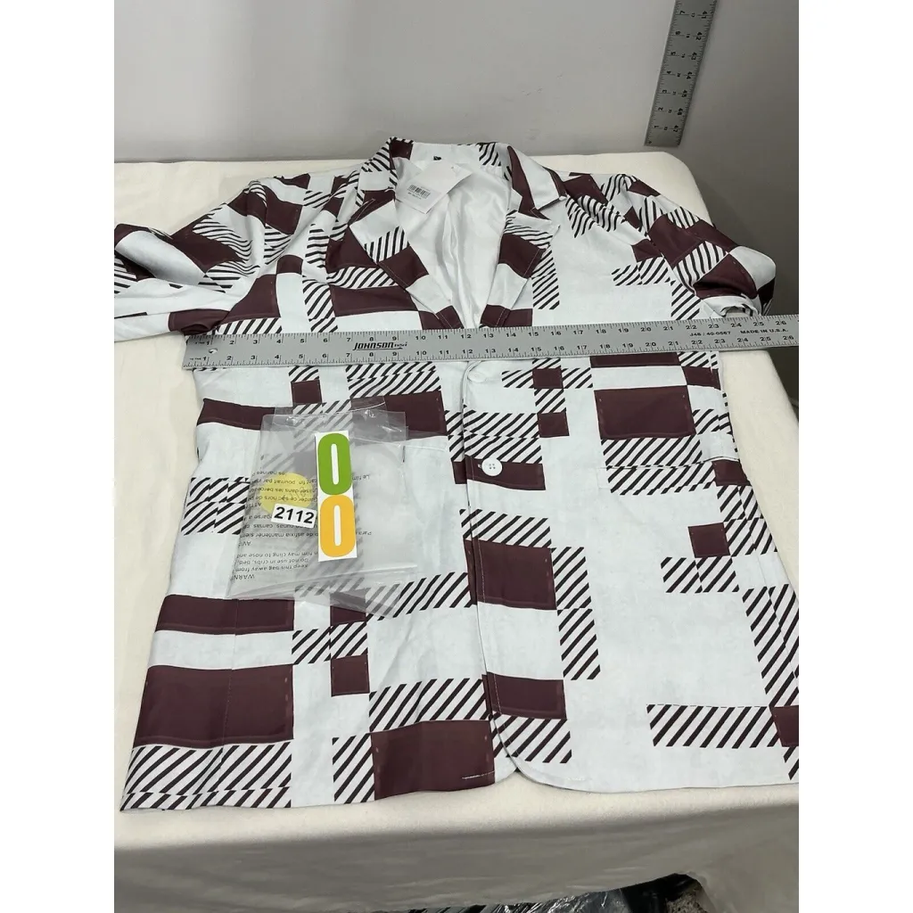 Womans White Purple Patch Work Design Lined 2 Button Front XL Blazer - Image 7