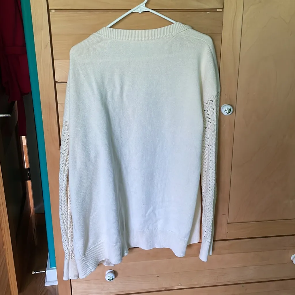 SUNDANCE Sweater Cardigan Knit Button Front Classic Casual Sweater Cream Small White Size L - Image 4