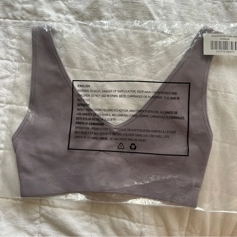 NWT SET ACTIVE Sculptflex Plunge Bra in Spring Lavender Purple Size Medium - Image 2