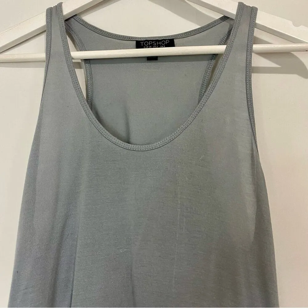 Topshop Women’s Casual Racerback Tank Top Grey Size 2 FLAW - Image 2