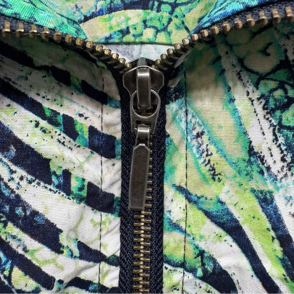 Chico’s Aztec Tribal Print Lightweight Zip Front 3/4 Sleeve Cotton Blend Jacket - Image 9