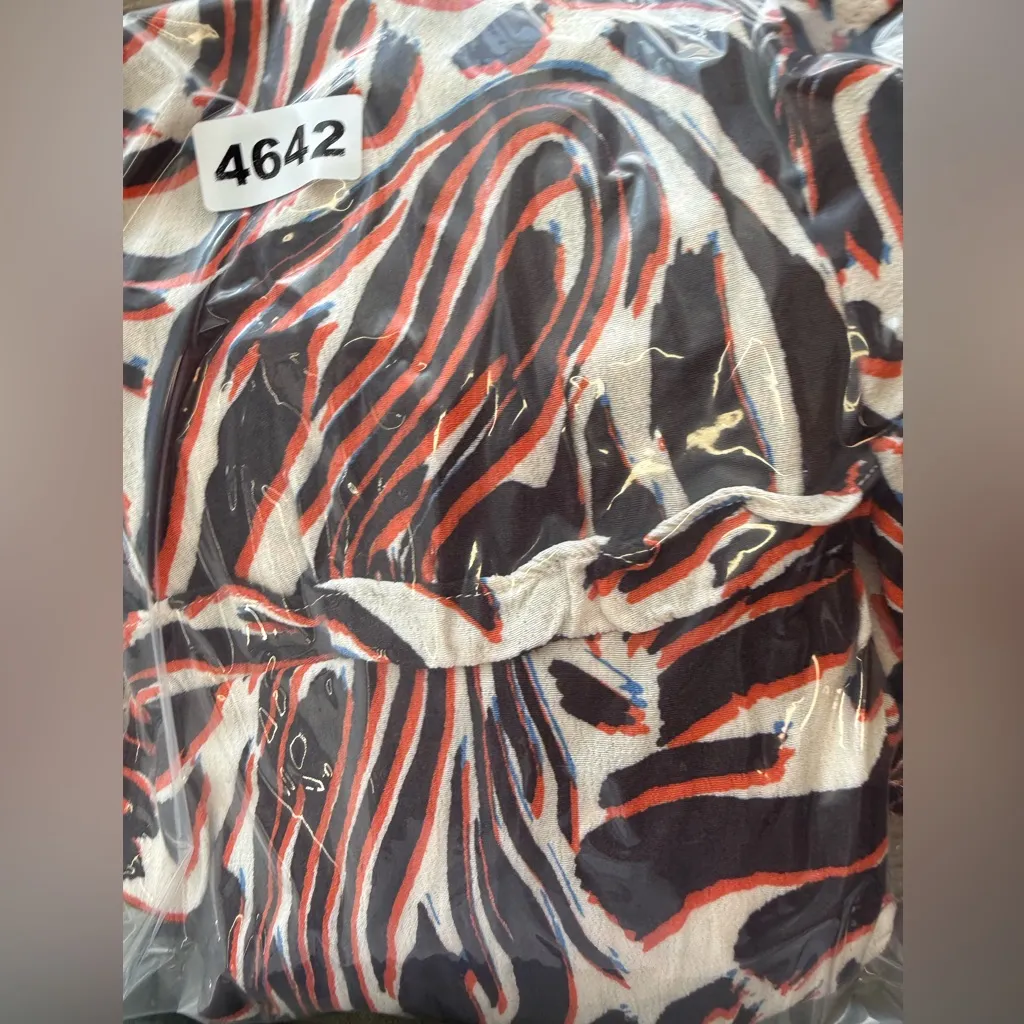 Anthropologie Robin Tiered Brown Orange White‎ Marble Animal Mini Dress small - Image 6