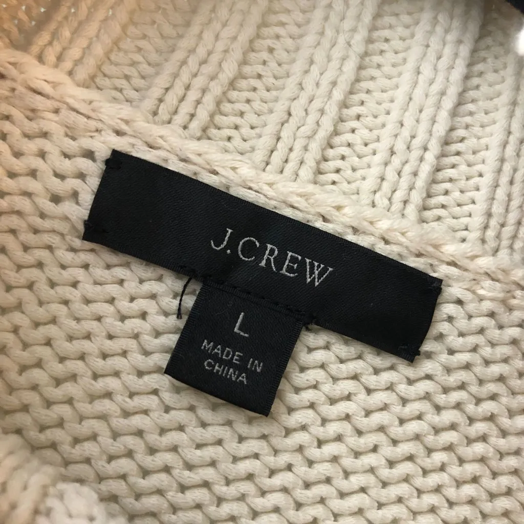 J Crew Mockneck Sweater In Cotton Blend Chunky Knit Ivory L - Image 3