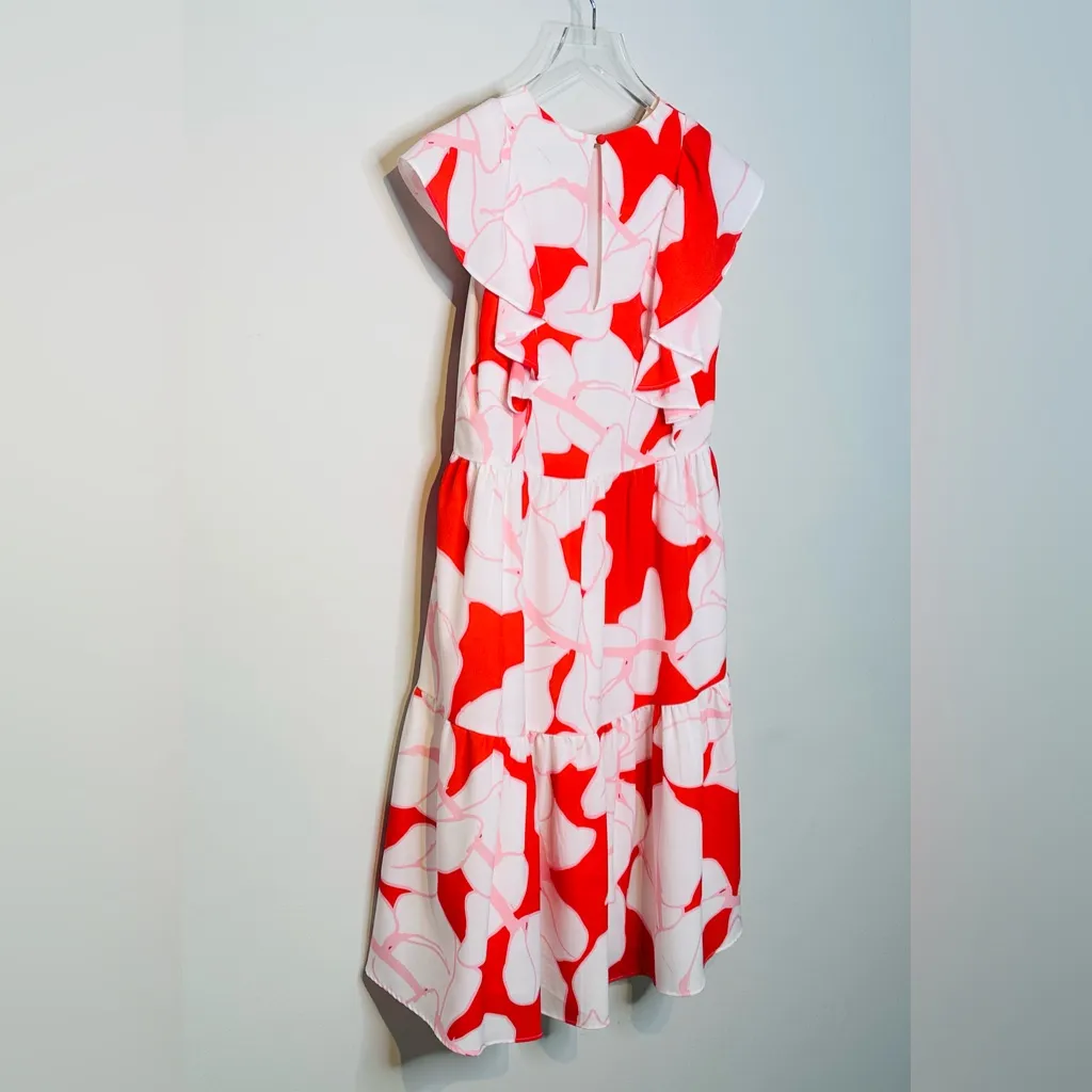 Crosby By Mollie Burch Floral Tiered Red White Pink Ruffle Dress Size XS - Image 7