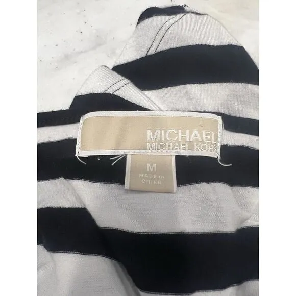 Michael Kors side tie‎ tunic top black white striped comfy women's Size Medium - Image 3