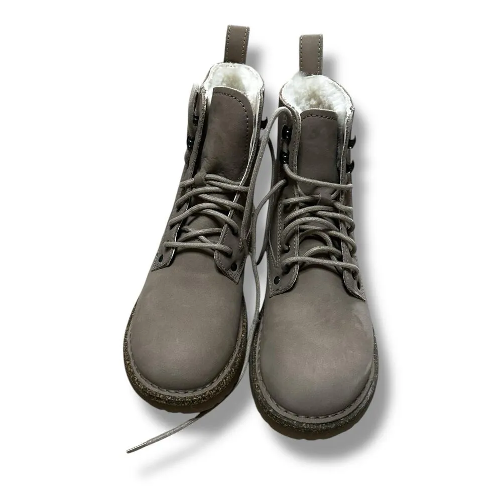 New Birkenstock Bryson Shearling Lined Combat Lace Boots Beige Taupe EU 38 US 7 - Image 3