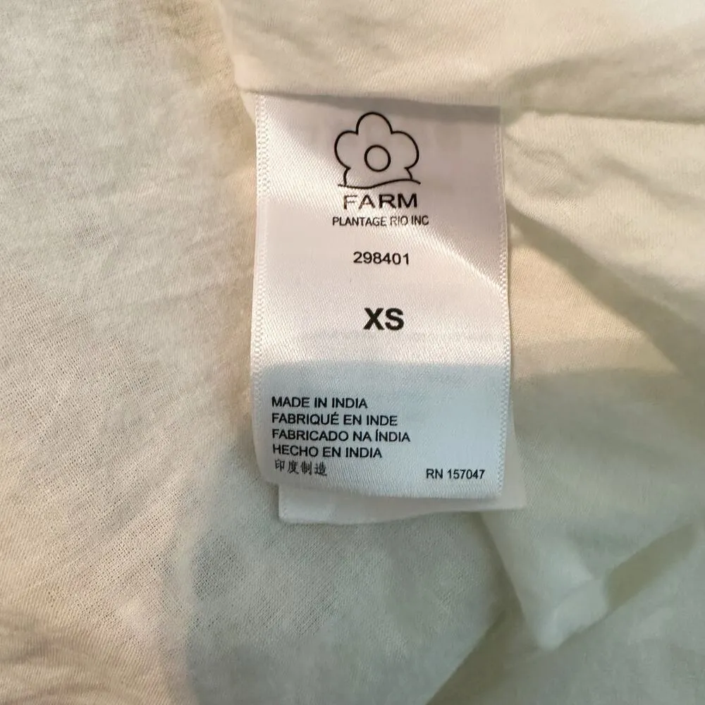 FARM RIO Delicate Forest Scarves Midi Dress Eyelet Lace Asymmetric Size XS - Image 6