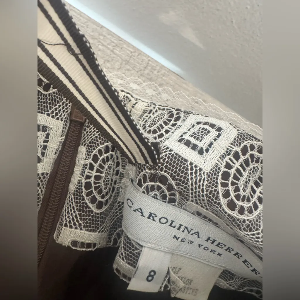 Carolina Herrera CROCHET KNEE-LENGTH DRESS Ribbon Halter Neck Size 8 *READ* - Image 4