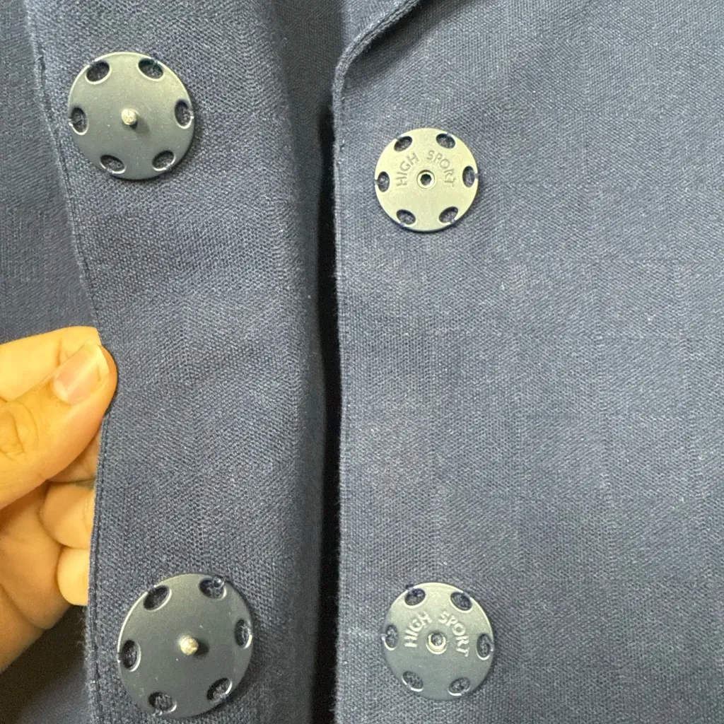 High Sport Remita Cotton Blend Knit Jacket Blazer Size Medium Blue - Image 4