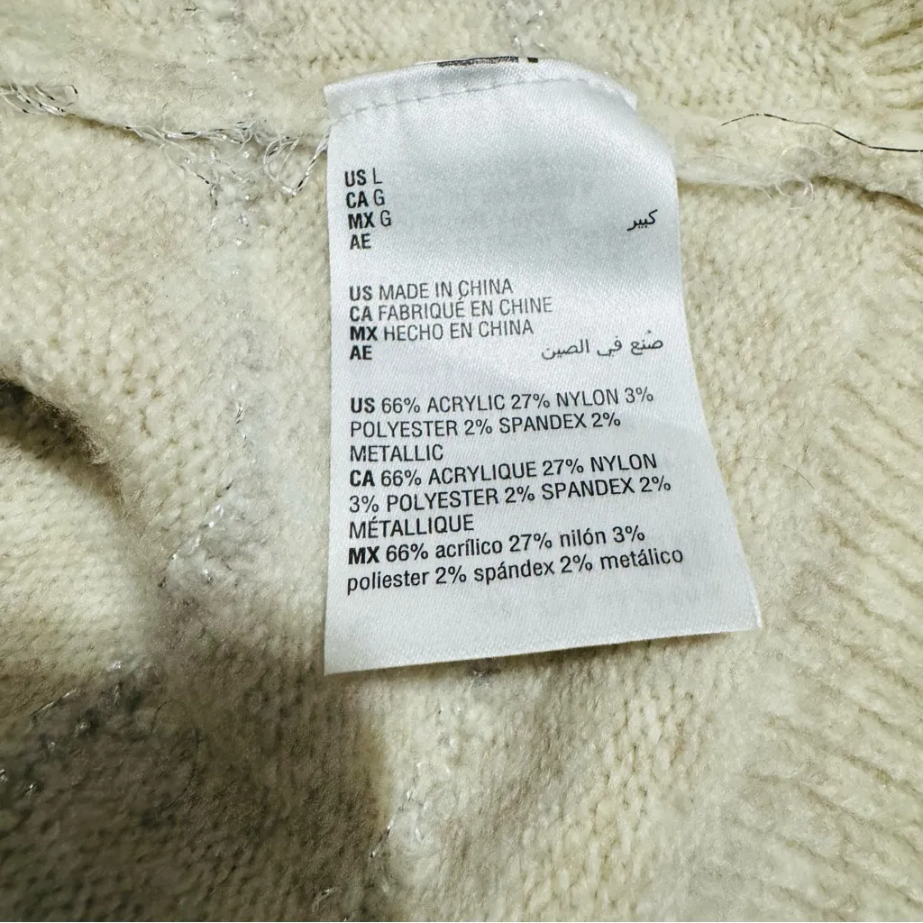 Style & Co. Women Off White / Silver Cowl Neck Long Stretchy Sweater Size L - Image 14