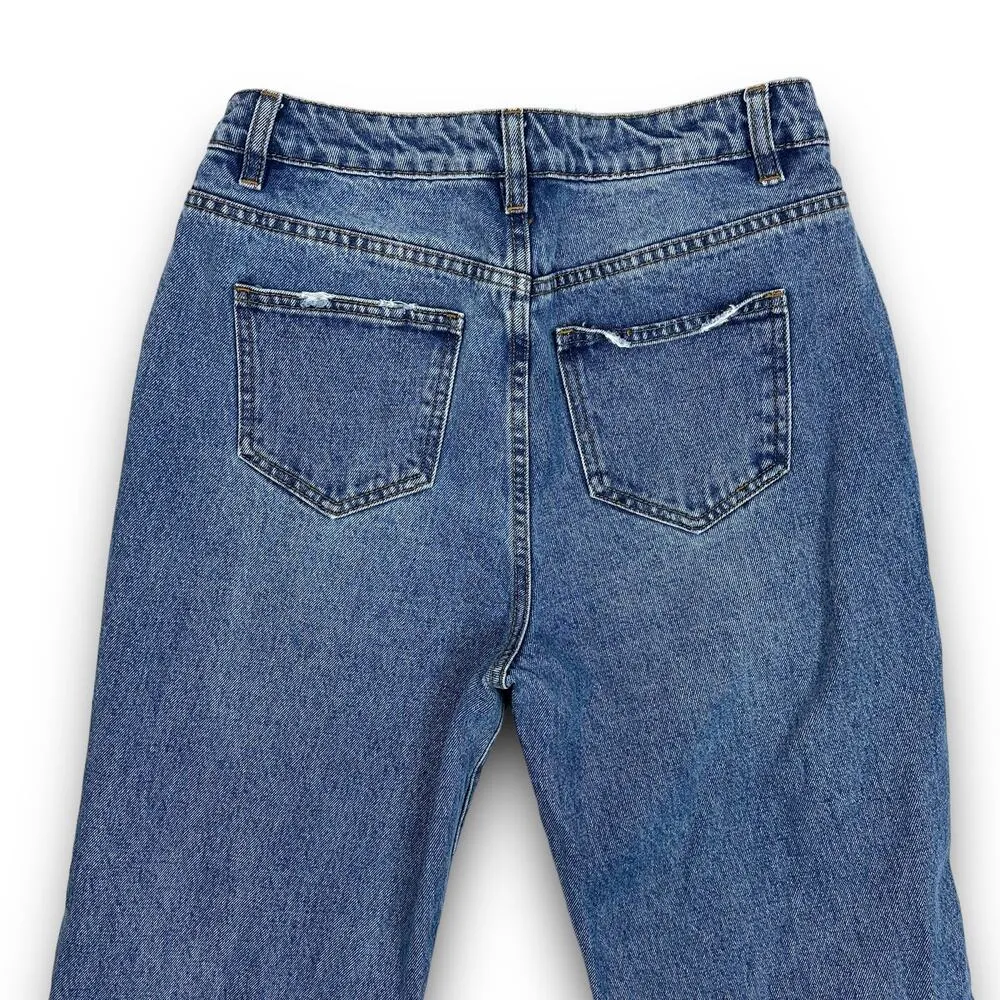 American Bazi Womens High Rise Waist Straight Wide Leg Jeans Distressed Size 5 - Image 6