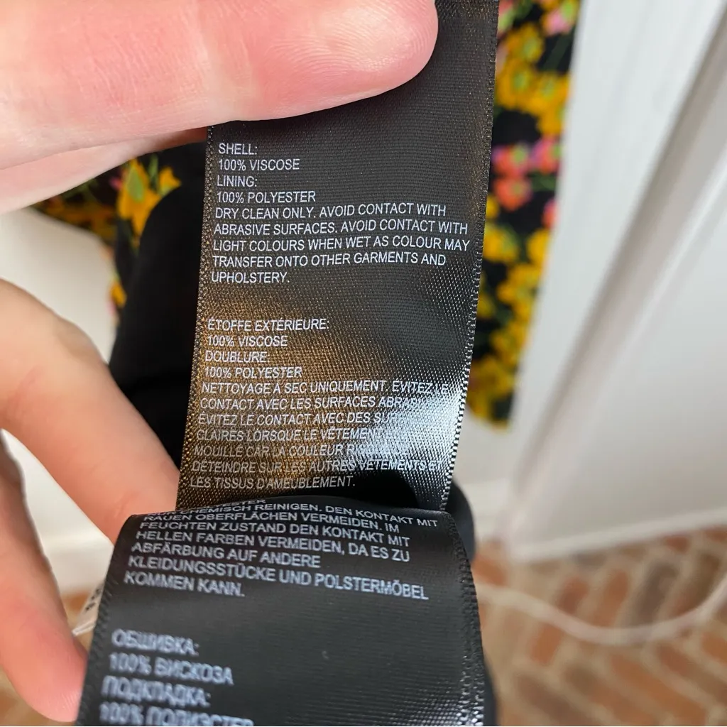 Whistles Daisy Ester Floral Dress size 6 Keyhole Neckline‎ Fit & Flare viscose Gold - Image 6