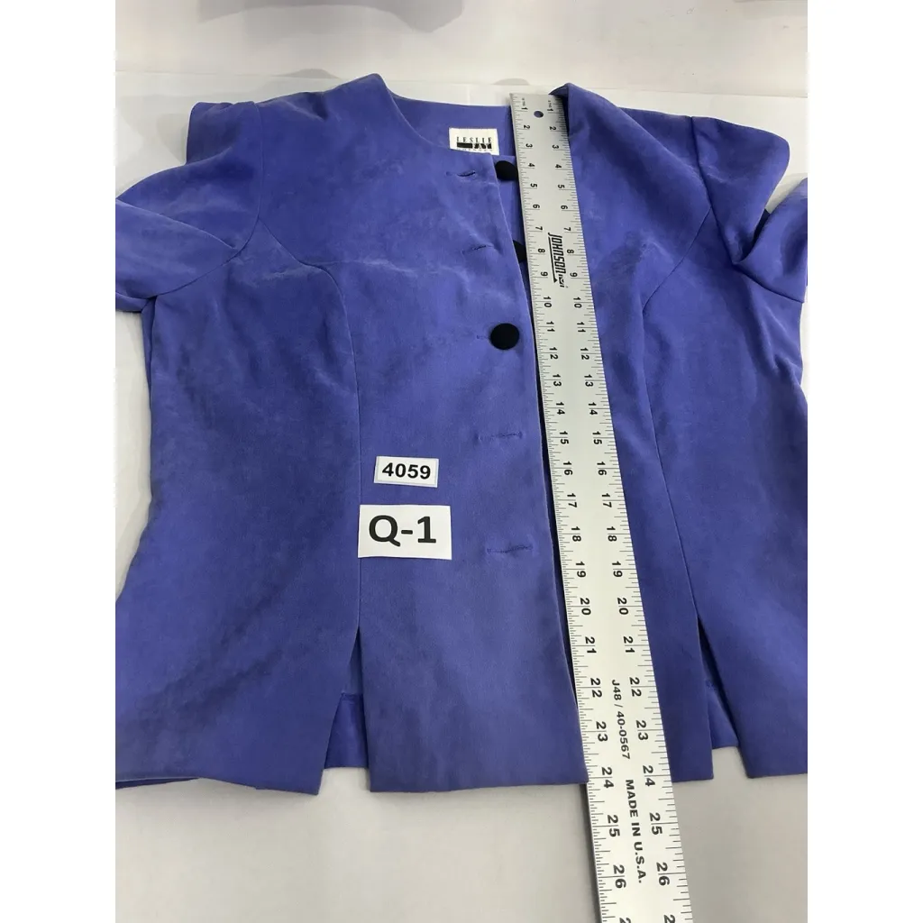 Womans Leslie Fay Dresses Blazer Button Down 12 Purple Padded Shoulders - Image 6