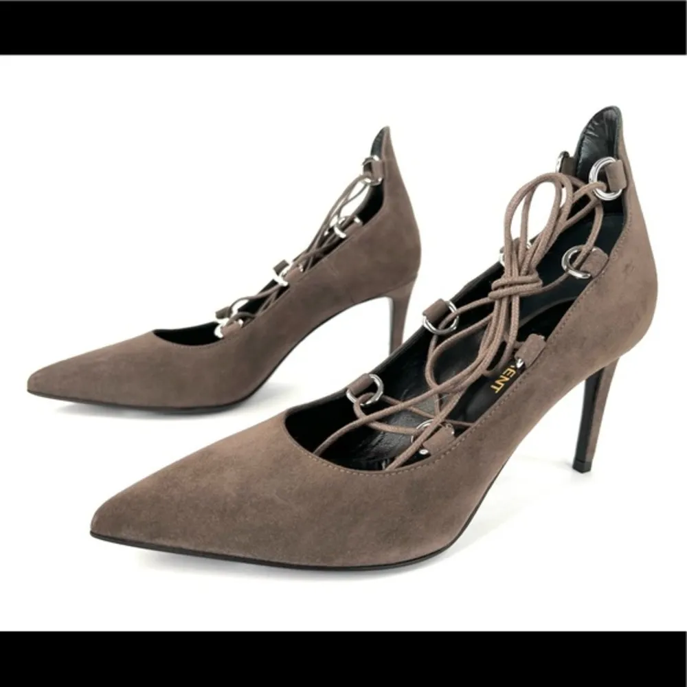 Saint Laurent Paris Skinny Thorn Lace-up Suede Wraparound Pumps Size EU 35.5 - Image 2
