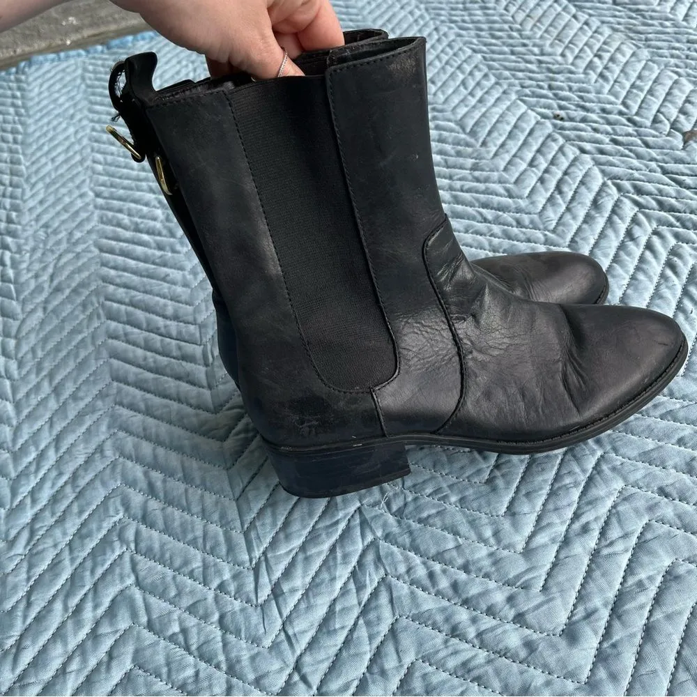 Ralph Lauren Black Leather Boots size 8 - Image 4