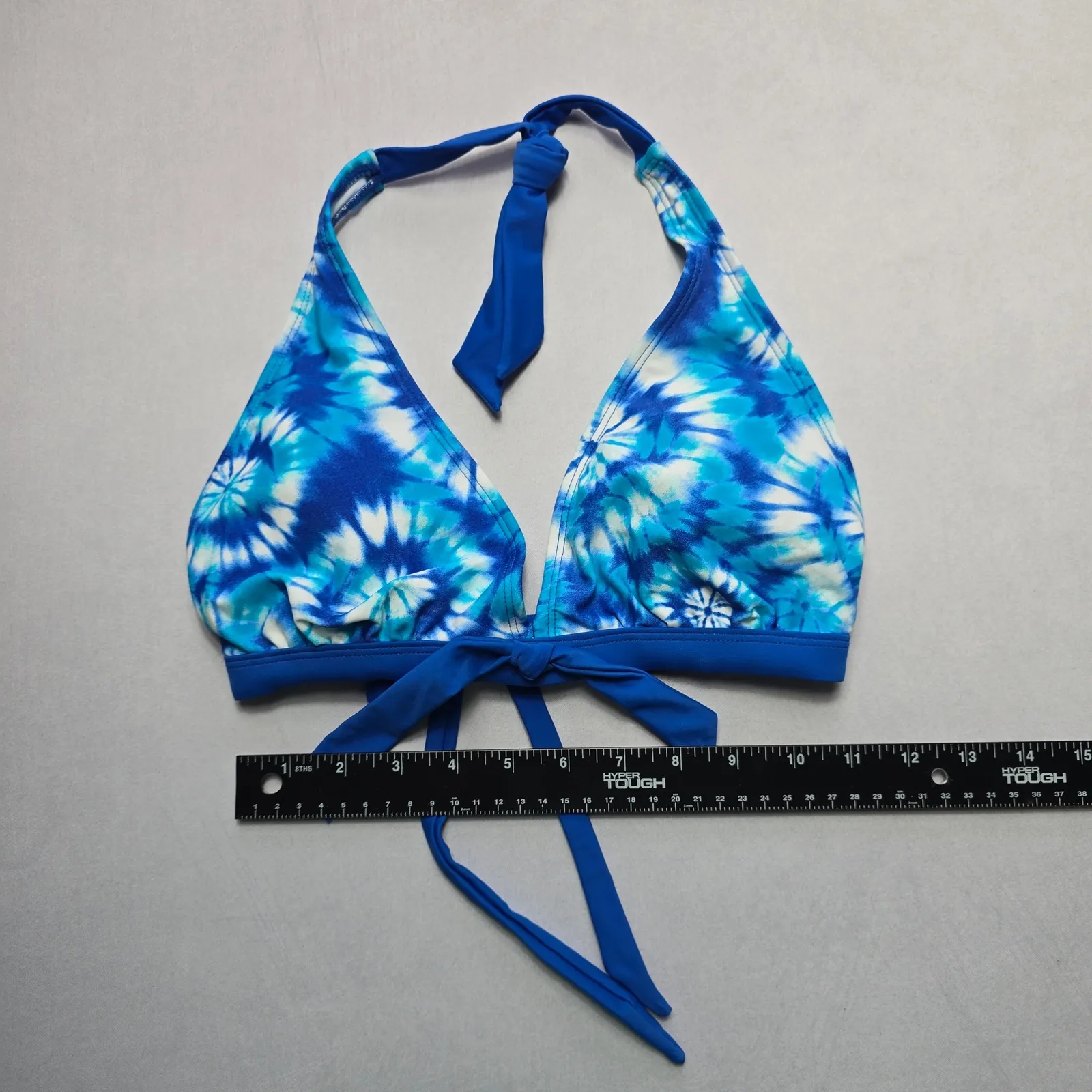 Winki‎ Girl Blue Tie Dye Halter Tie Swim Sports Bra Beach Bikini Top L Large - Image 3