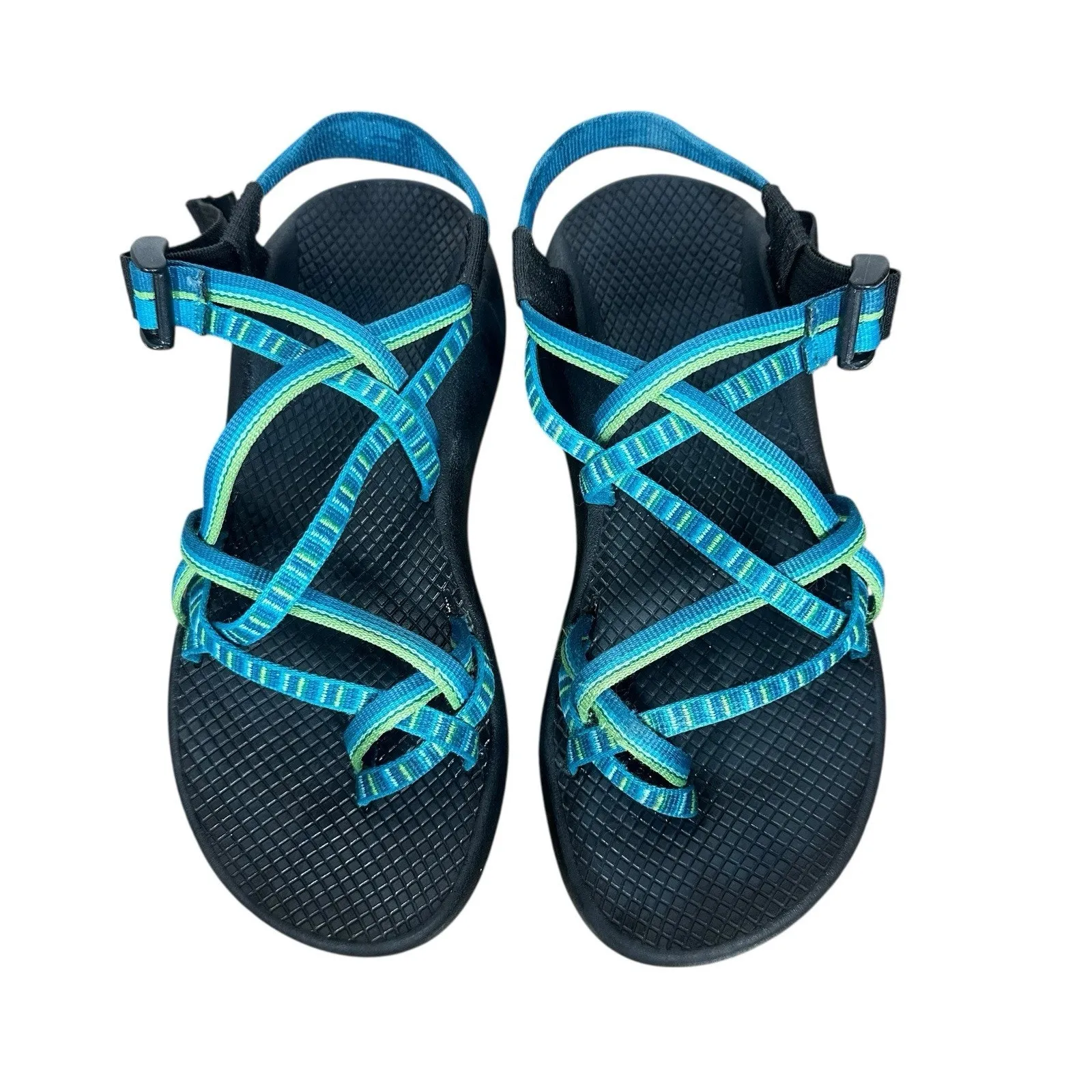 Chaco ZX/2 Classic Womens Size 7 Double Strap Toe Loop Blue Green Sport Sandals - Image 2