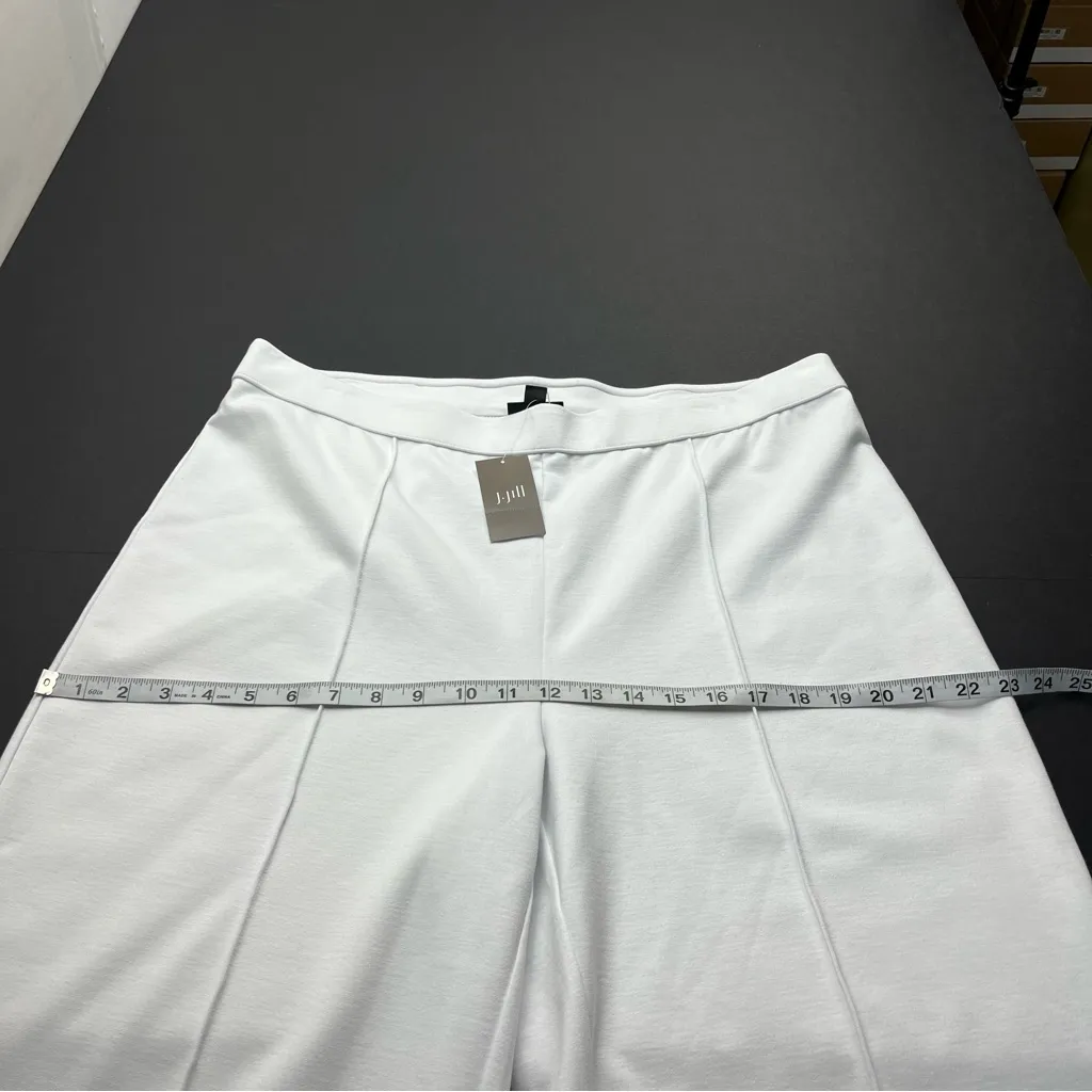 J. Jill Wearever Collection White‎ Wide Leg Cropped Pant Womens Size Large NEW White - Image 8