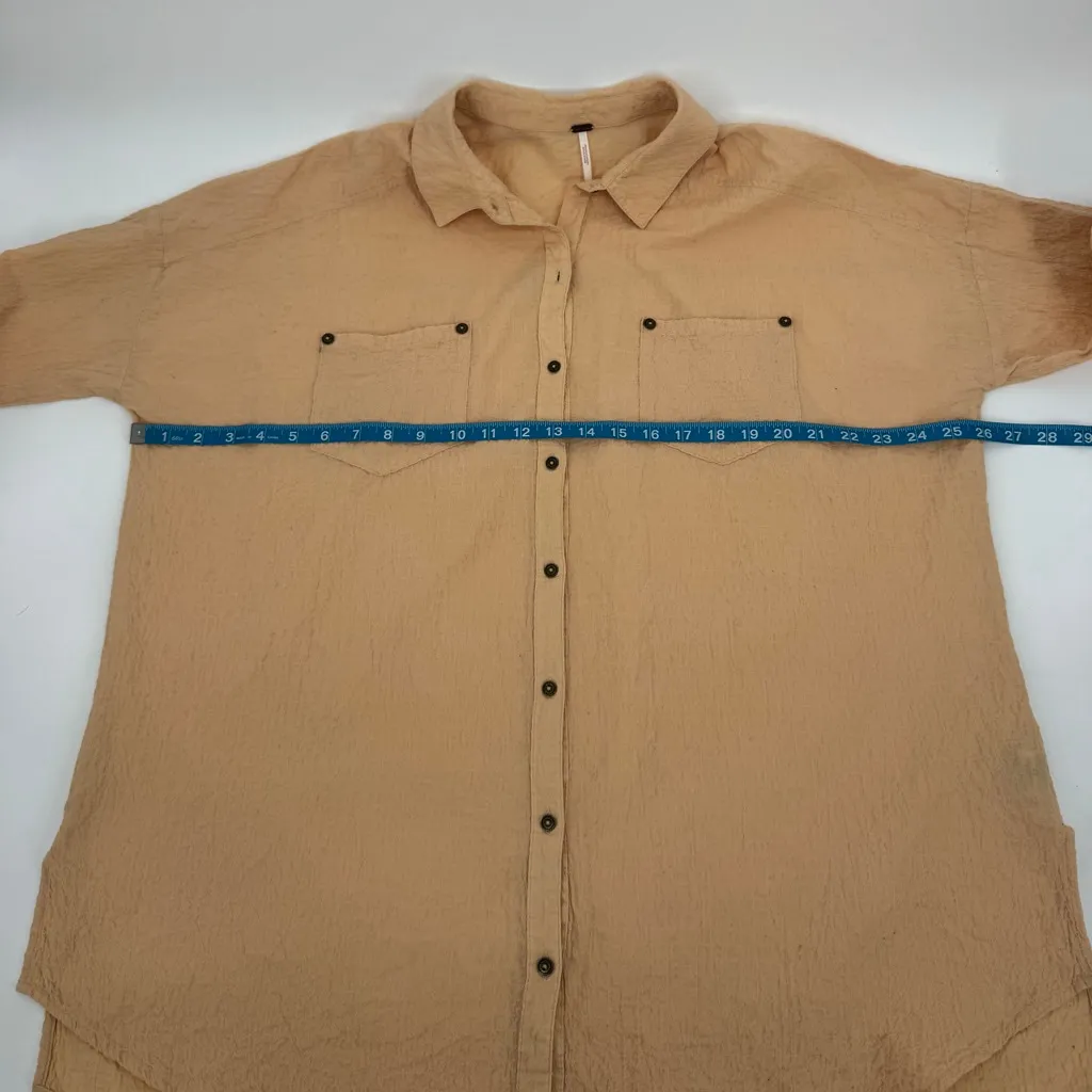 Free People Love Her Madly Oversized Button Shirt M Canteloupe Beach Cover Up - Image 9