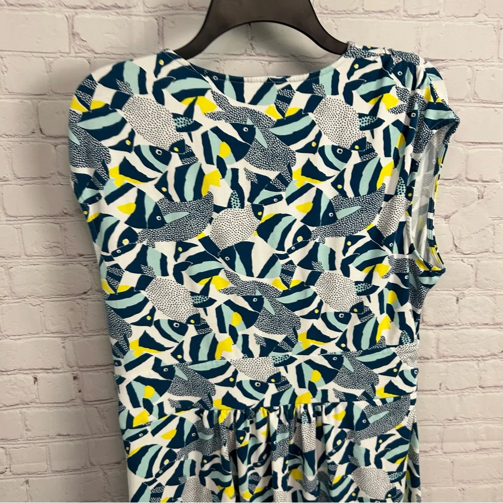 Land's End faux wrap flared fish printed active dress size XL nautical preppy - Image 6