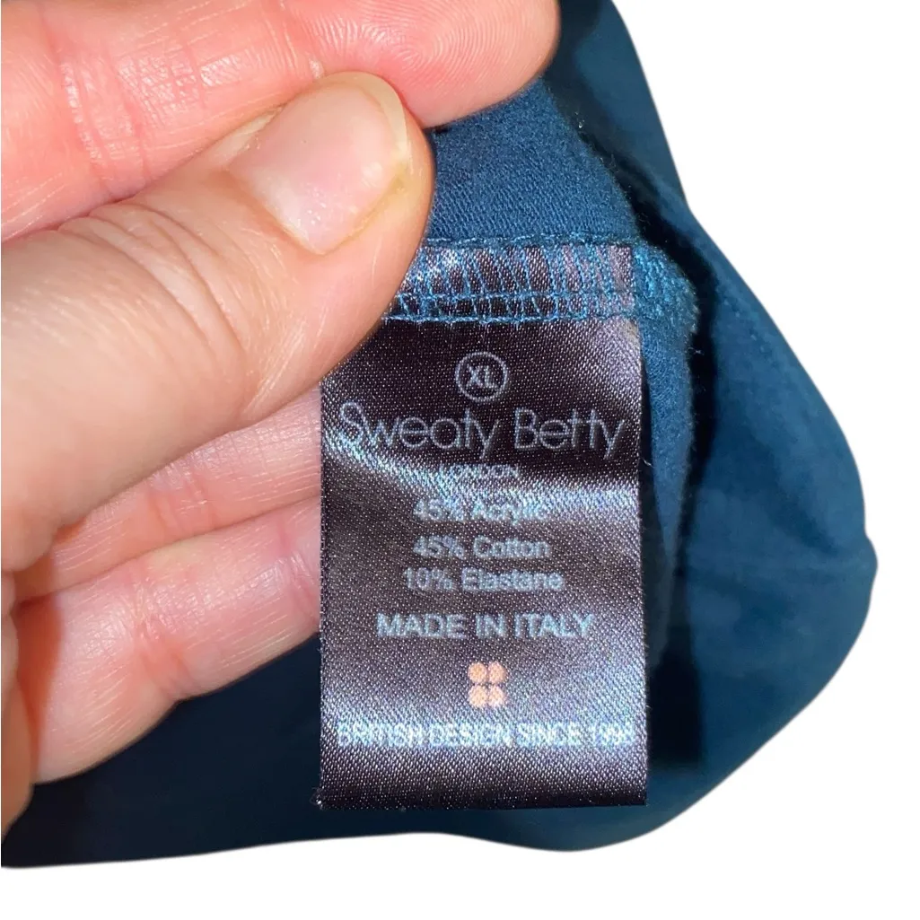 Sweaty Betty Teal Invigorate Hoodie Cotton asymmetrical Sweatshirt Athleisure - Image 7