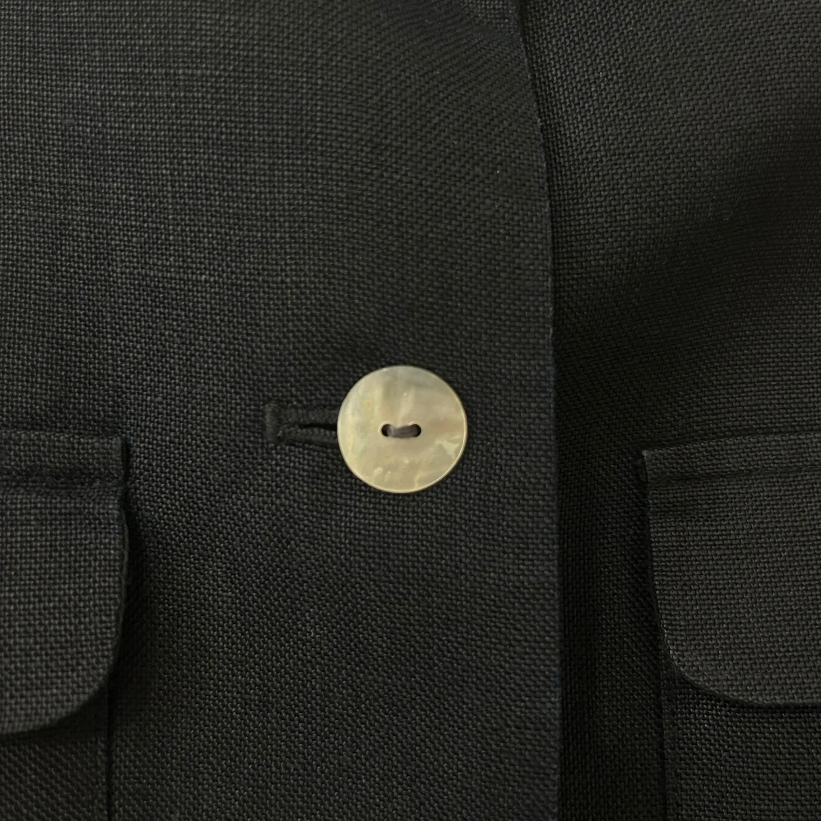 Talbots Size 8 100% Irish Linen Classic Black Button Up Boxy Blazer Jacket - Image 3