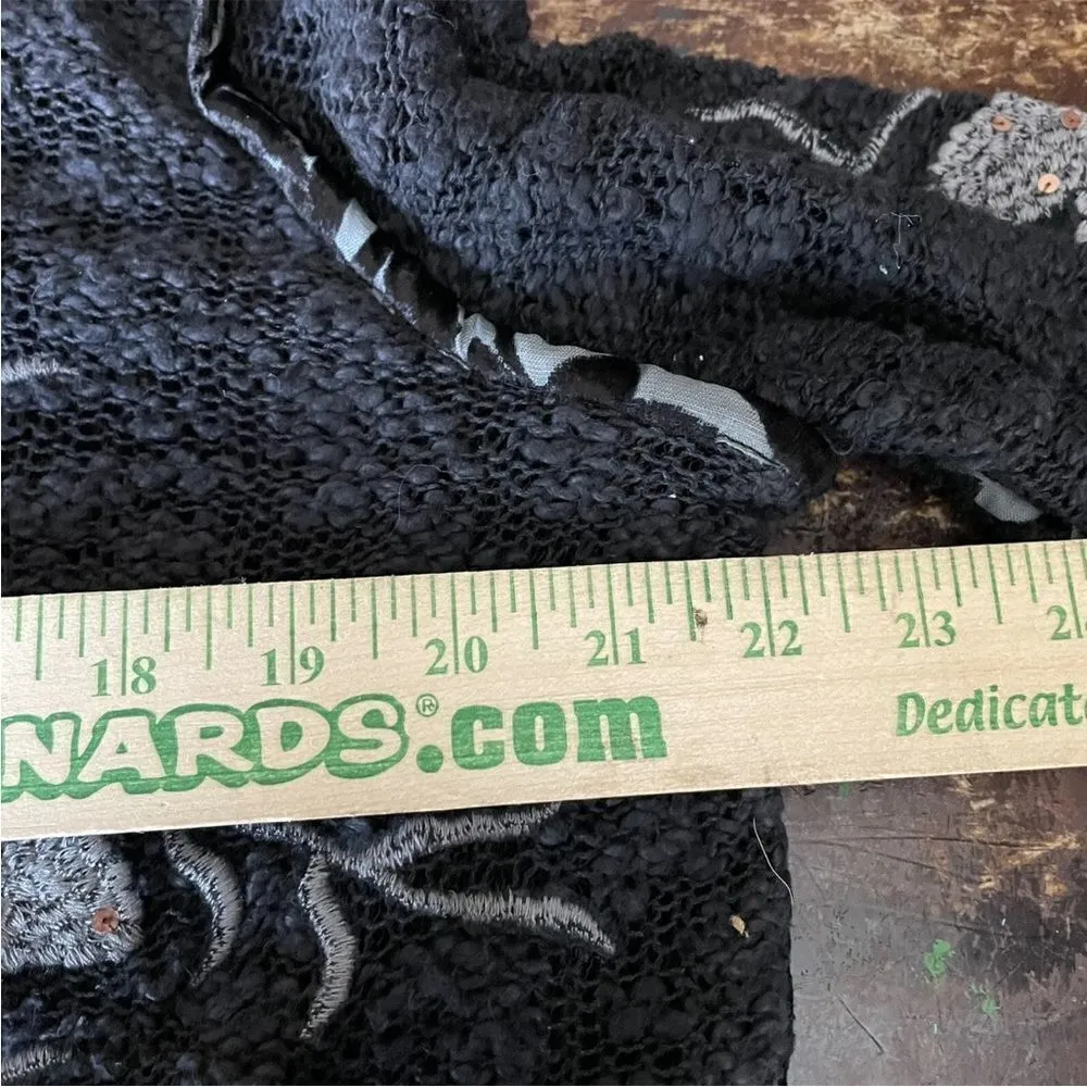 Sandy‎ Starkman Shabby Embroidered Chic Floral Sequin Lace vintage jacket 90s M Gray Size M - Image 6