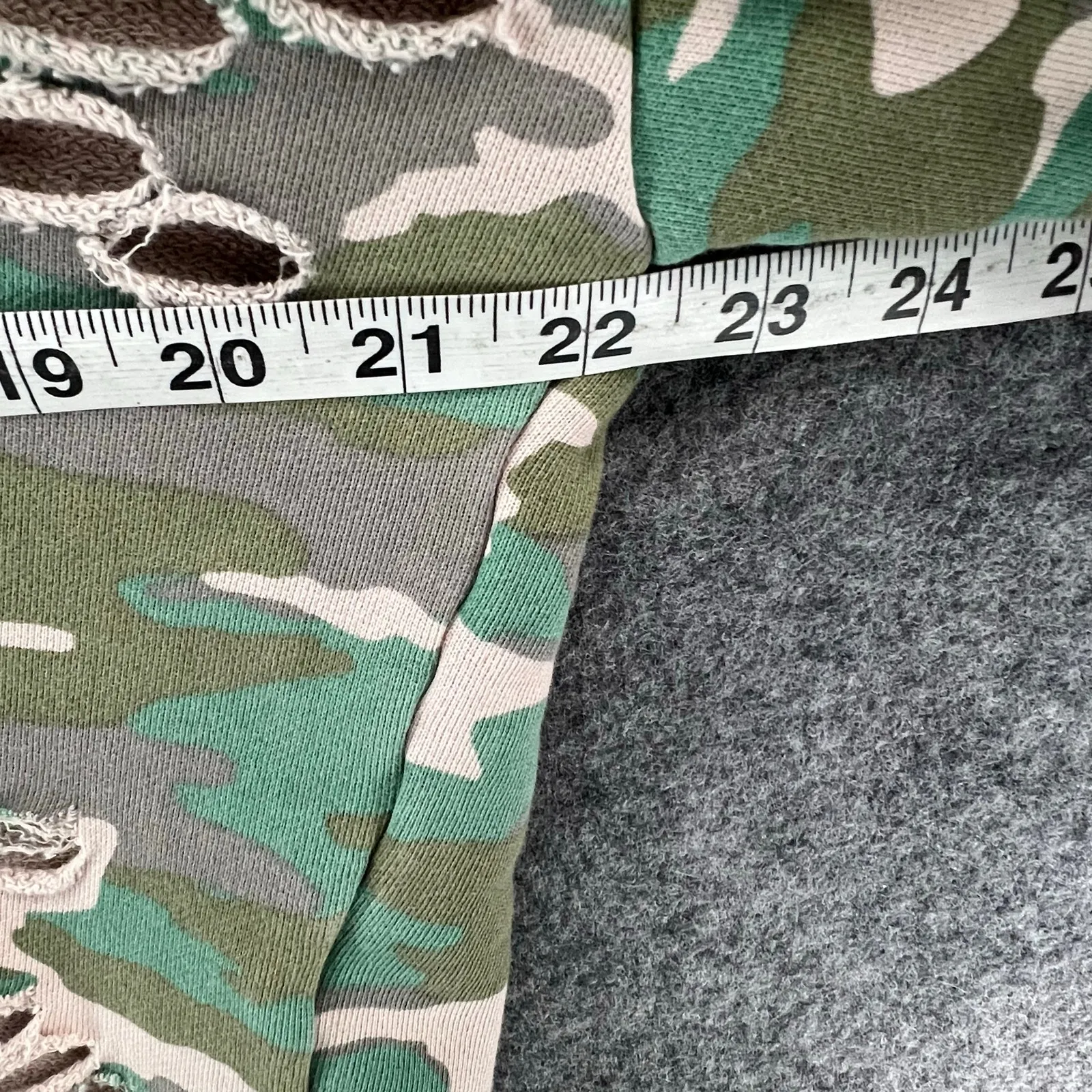 NSF Hoodie Womens M Green Camo Distressed Holes Cropped Sweatshirt USA Grunge Size M - Image 6