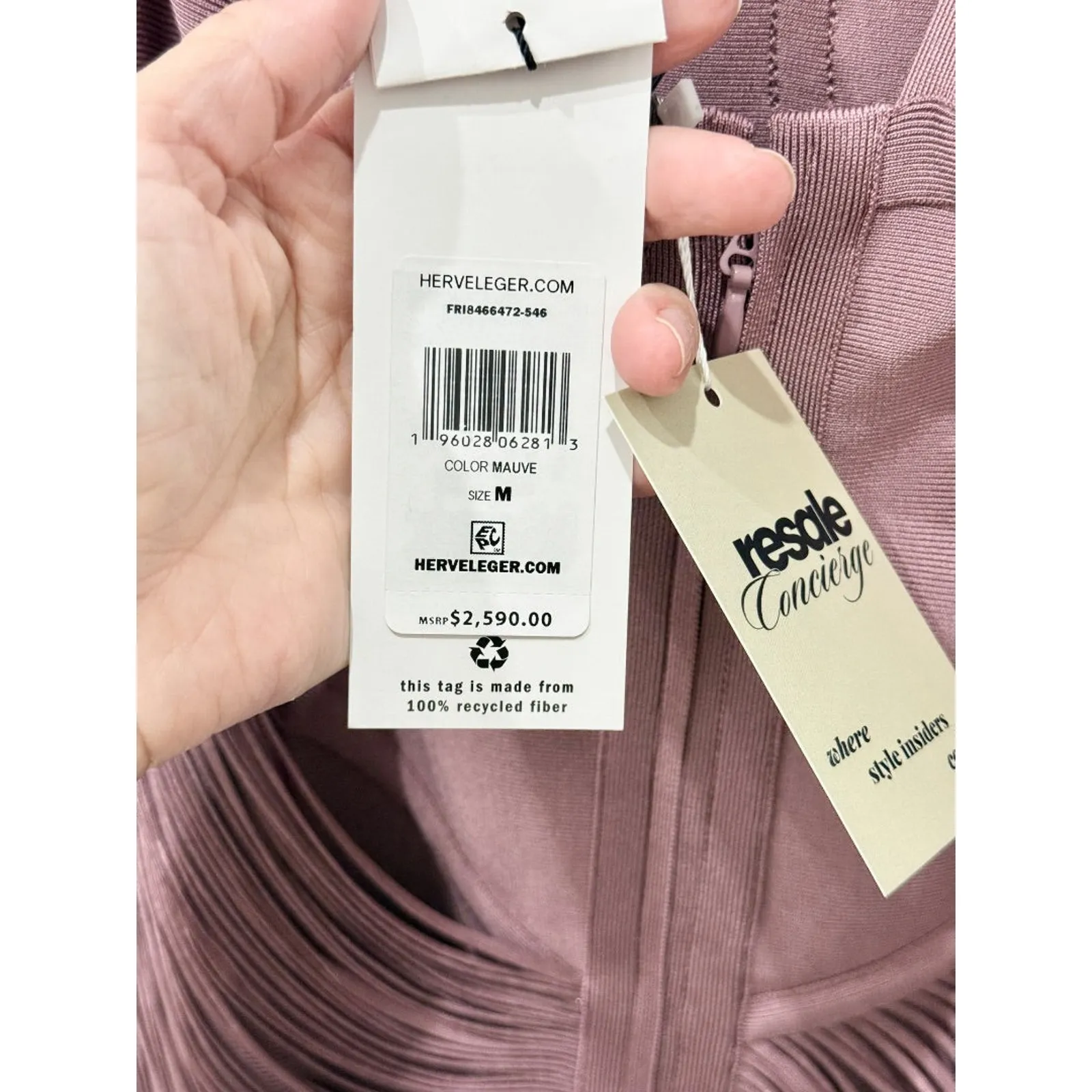 NWT Herve Leger Asymmetric Draped Fringe Halter Maxi Gown Mauve Women's Medium Purple - Image 8