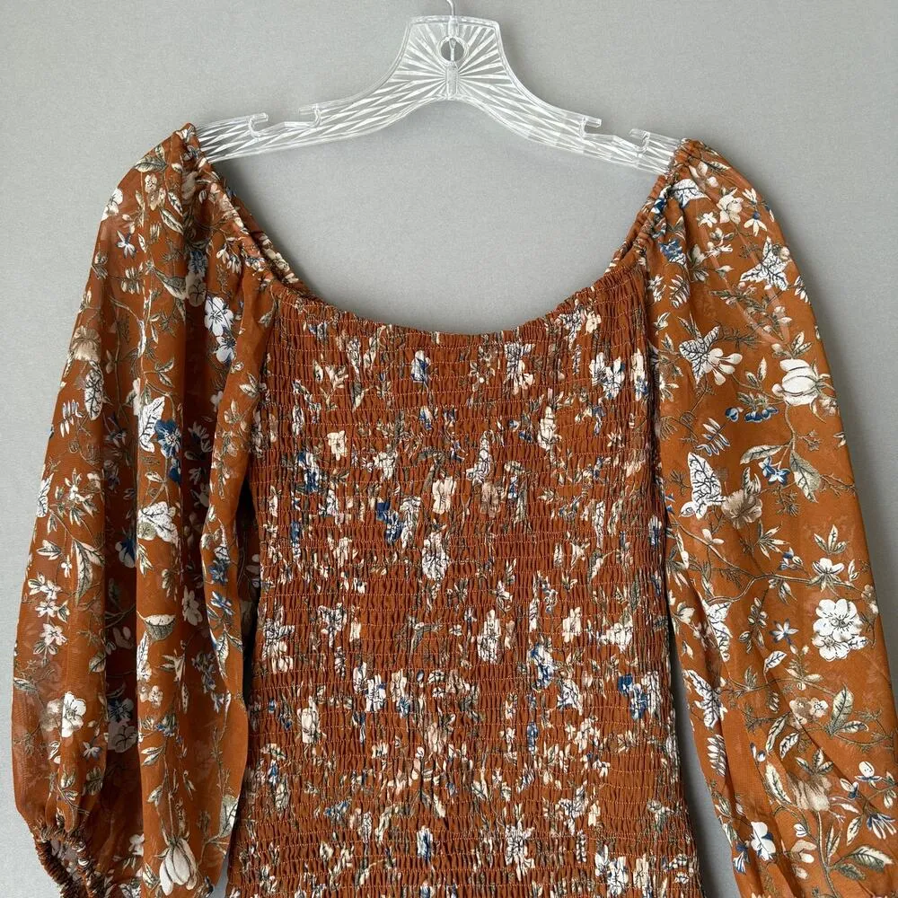 Princess Polly sz 6 Rust Orange‎ Floral boho fitted midi Dress NWOT - Image 7
