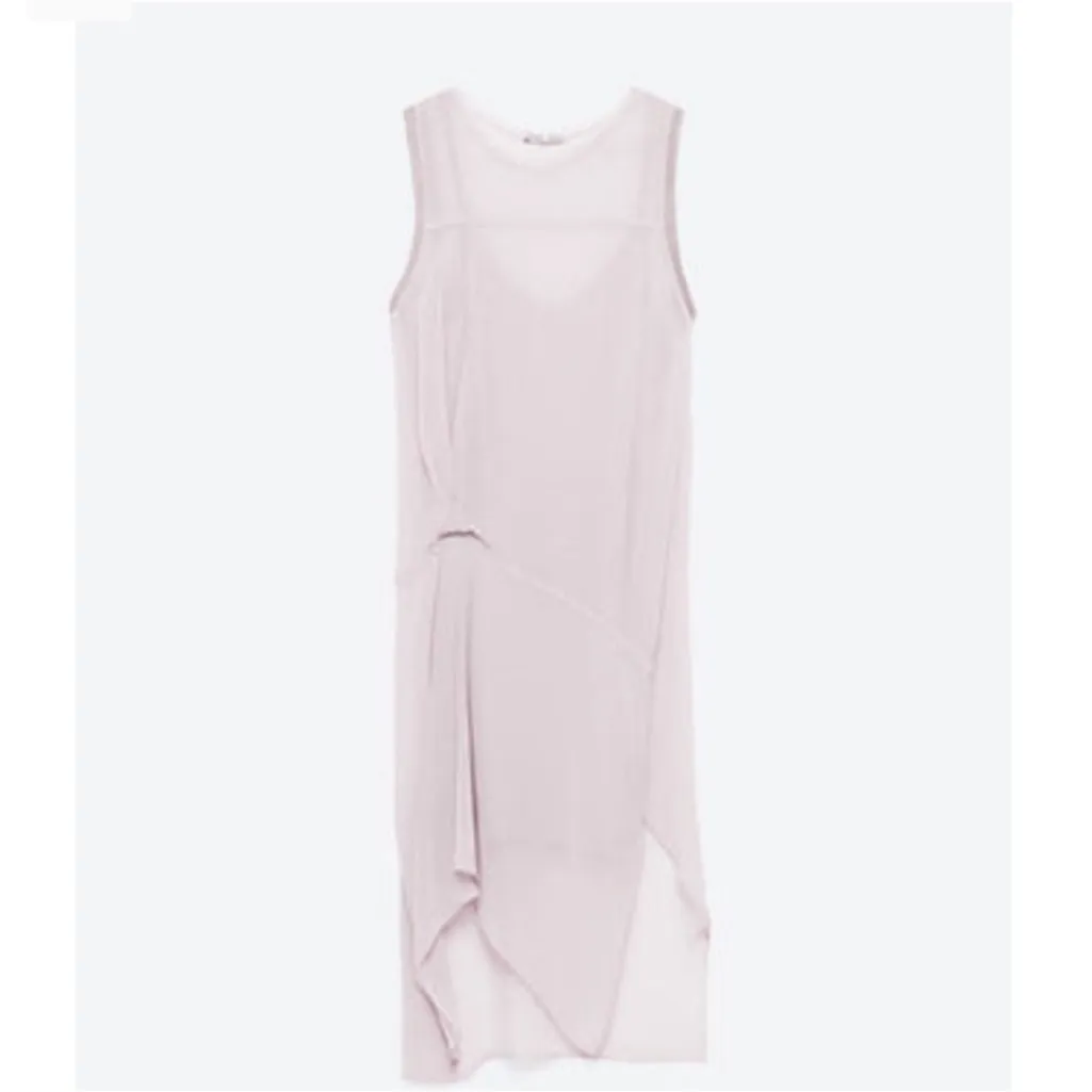 ZARA Flowing Chiffon Asymmetric Hem Double Dress - Image 2