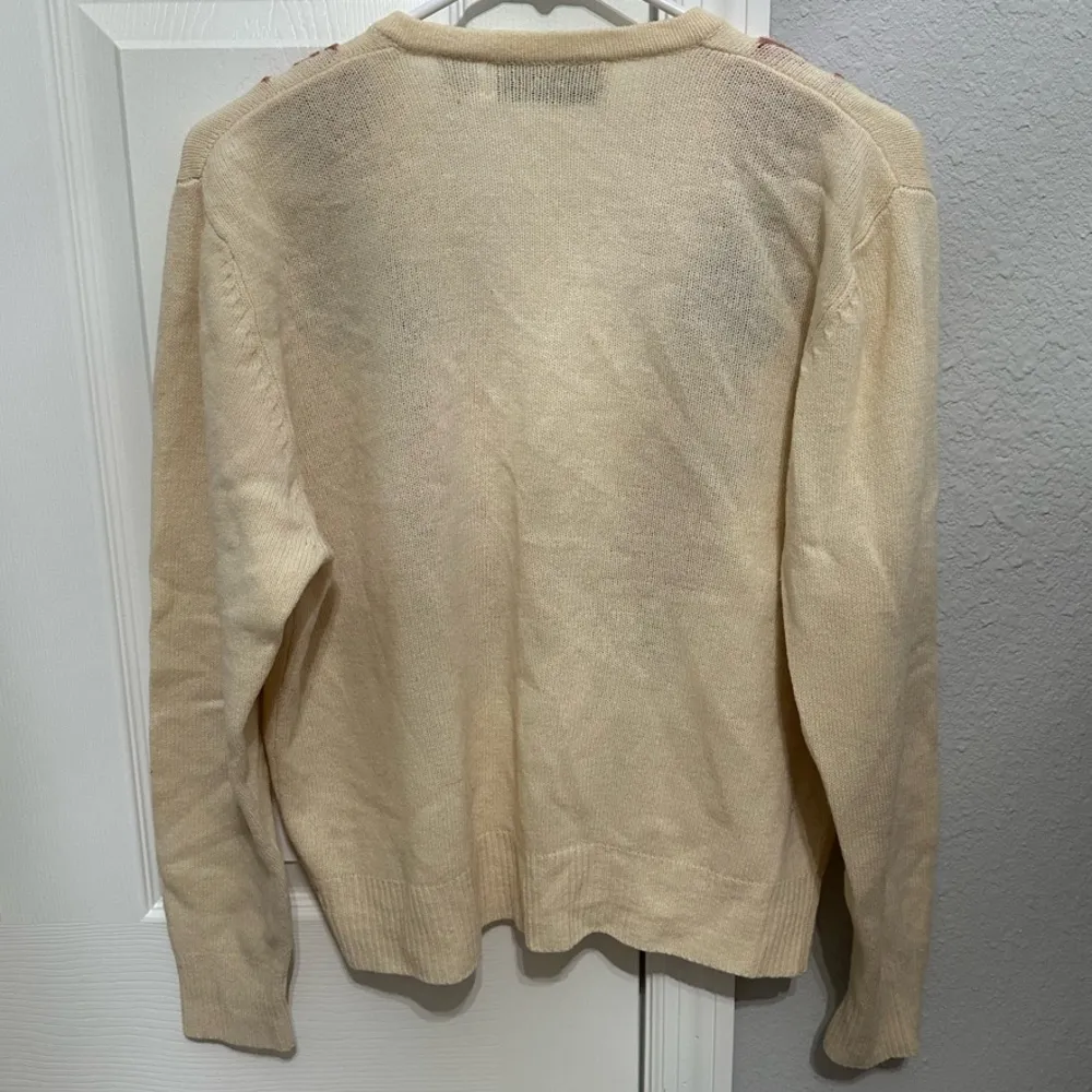 Evan Picone Vintage Ivory Cardigan with Floral Embroidery - Image 3