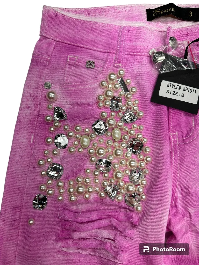Sparkle Denim Pearls & Gems Boyfriend Jeans (3) - Image 3