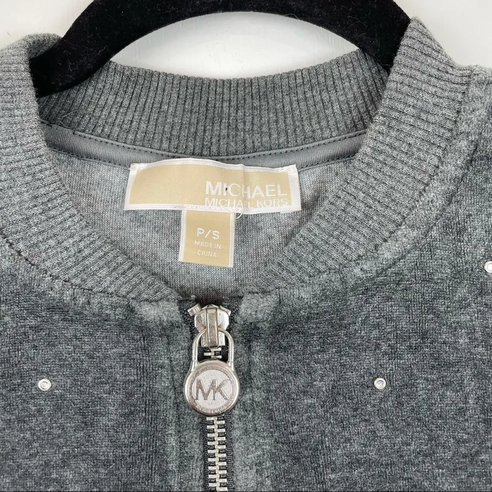 Y2K Michael Kors Grey Velour Track Suit Set Rhinestone Embellished Sz Petite Sm - Image 5