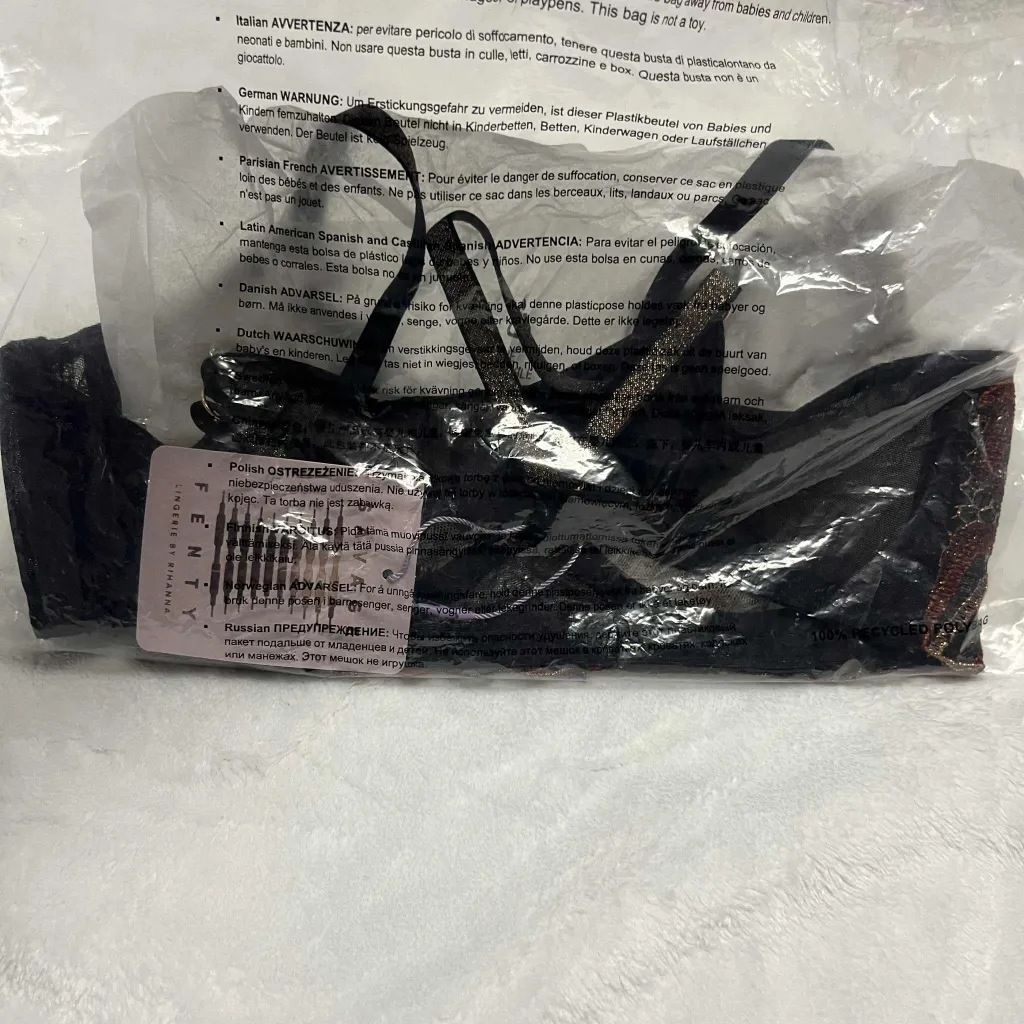 Savage X Fenty Shining Star Embroidered Unlined Demi 32C Bra Henna Red Size undefined - Image 4