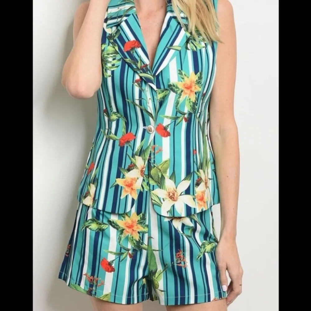 Chicways Floral Short Set in Pink/Red Pink Size M - Image 2