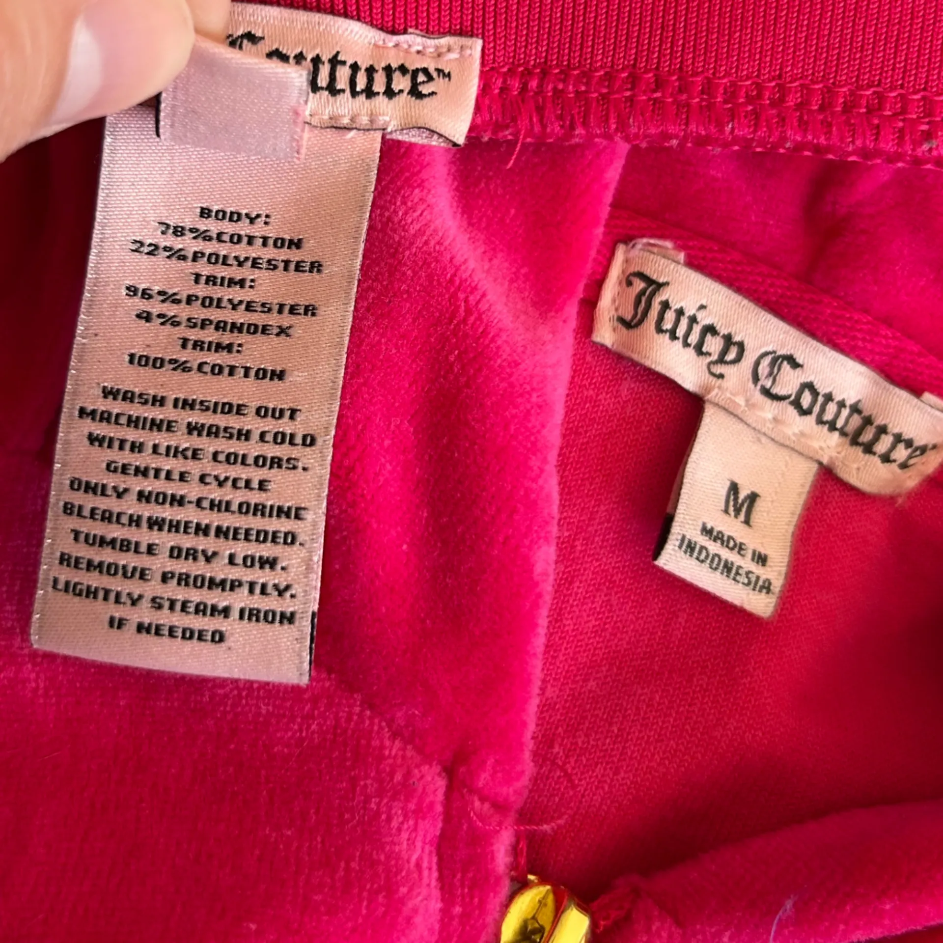 Juicy Couture Y2K Pink Velour Rhinestone Embellished Tracksuit Jacket Pant Set M - Image 12