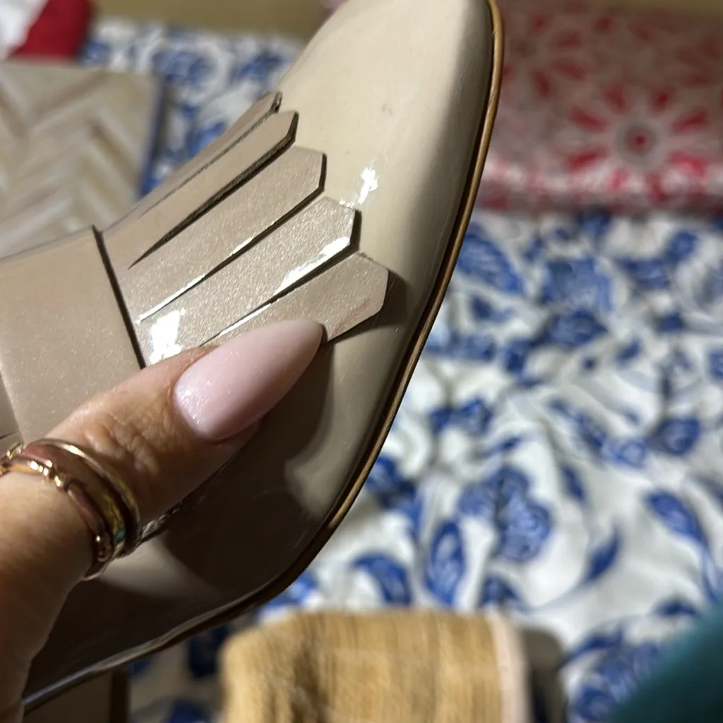 Paul Green Patent Leather Pumps Fringe Light Beige‎ Vtg Inspired 8US Old Money - Image 14