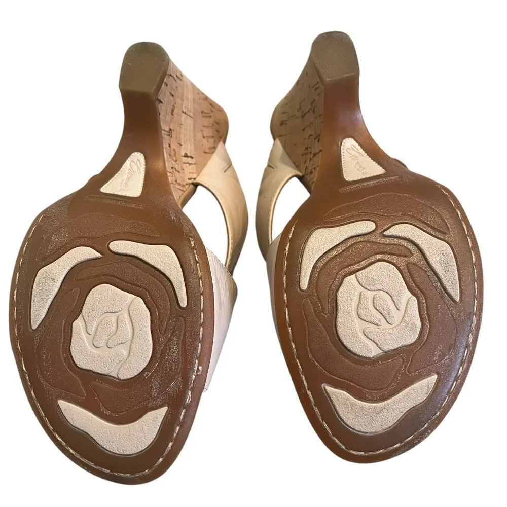 Born Crown Cork Wedge Open Toe Leather Criss Cross Slide Sandals, Sz 8 - Image 13