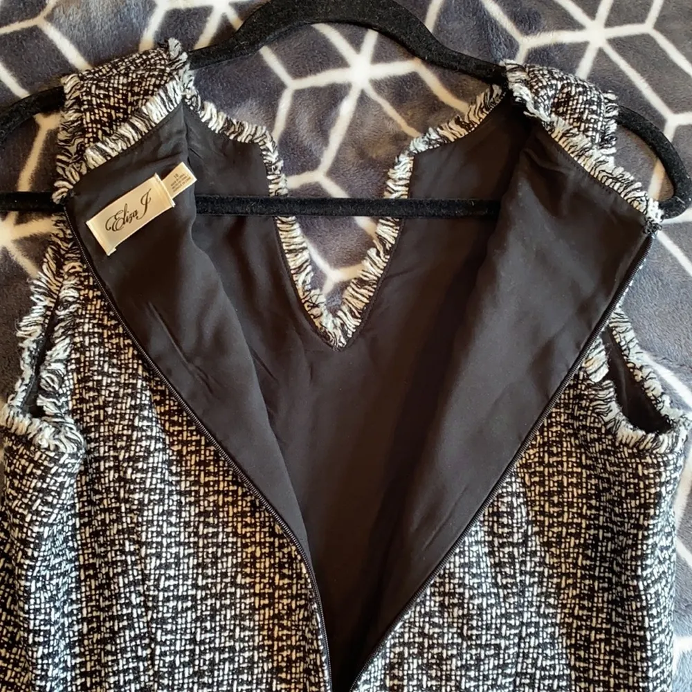 Eliza J sleeveless ruffle layered hem tweed dress - Image 10